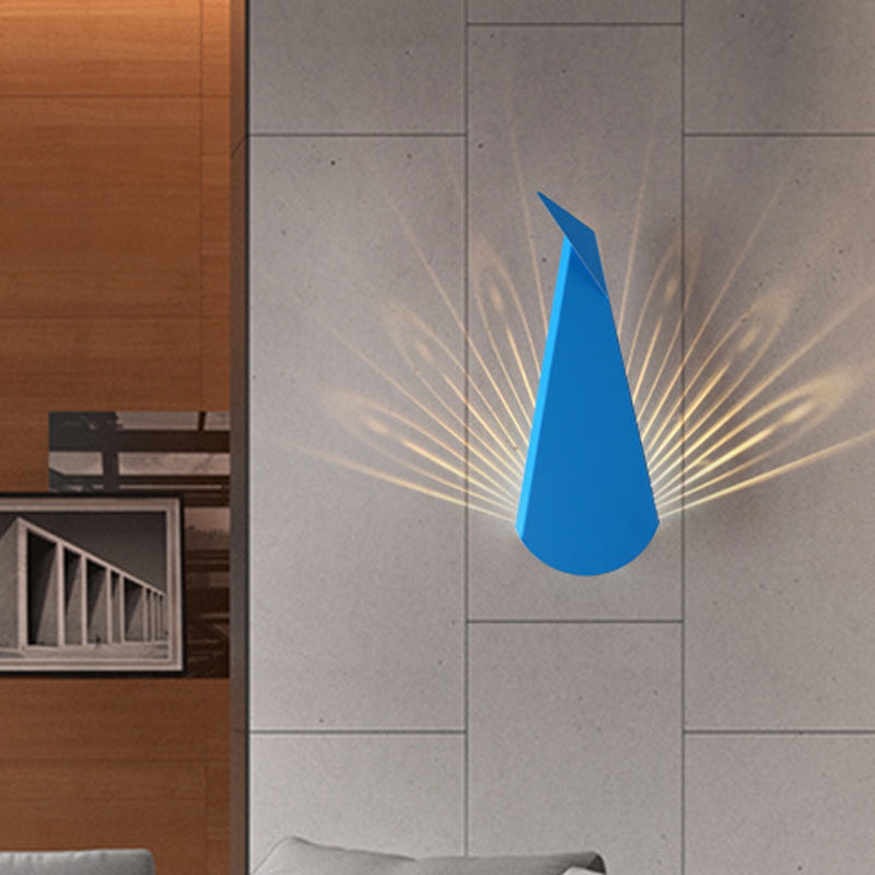 Lisslune | Origami Peacock Iron Flush Mount Nordic Novelty Pink/Blue LED Wall Light Sconce in Warm/White Light