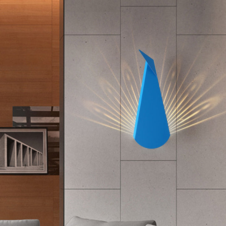 Lisslune | Origami Peacock Iron Flush Mount Nordic Novelty Pink/Blue LED Wall Light Sconce in Warm/White Light