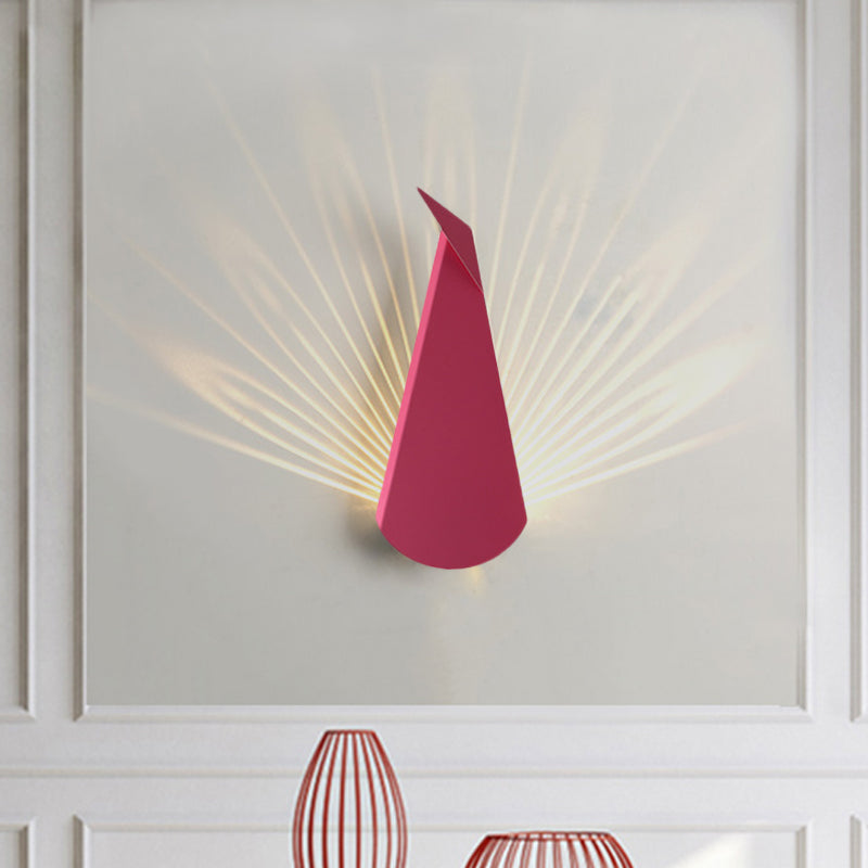 Lisslune | Origami Peacock Iron Flush Mount Nordic Novelty Pink/Blue LED Wall Light Sconce in Warm/White Light