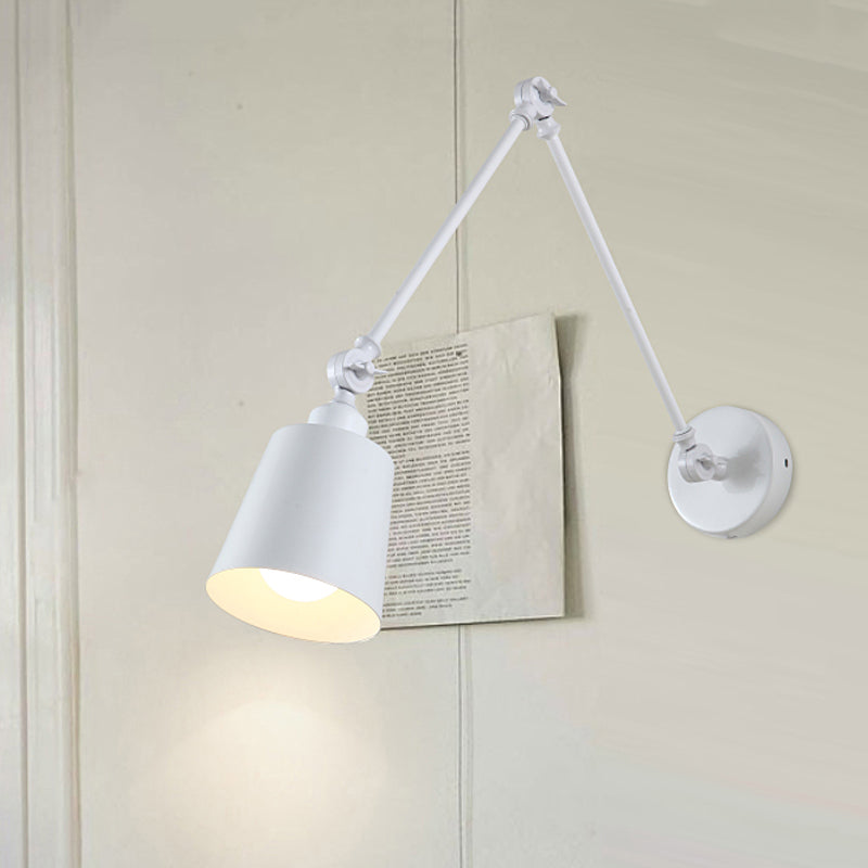 Skørter | 2-Joint Swing Arm Wall Lamp Nordic Iron Single Black/White Sconces Lighting with Tapse Shade