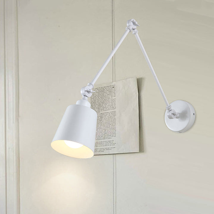 Skørter | 2-Joint Swing Arm Wall Lamp Nordic Iron Single Black/White Sconces Lighting with Tapse Shade