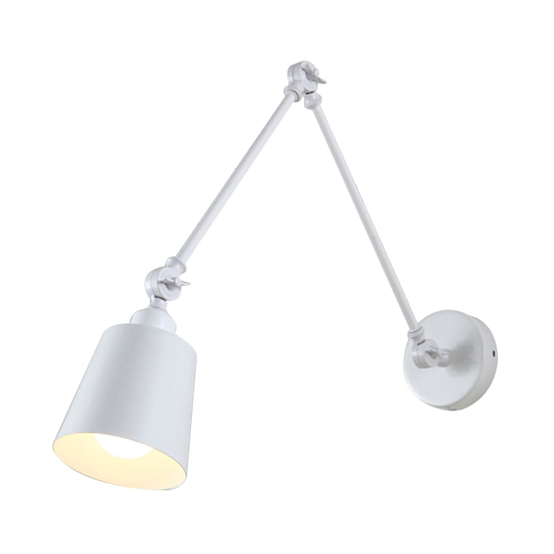 Skørter | 2-Joint Swing Arm Wall Lamp Nordic Iron Single Black/White Sconces Lighting with Tapse Shade