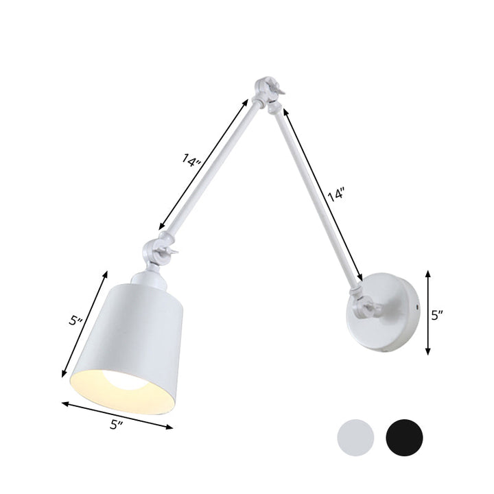 Skørter | 2-Joint Swing Arm Wall Lamp Nordic Iron Single Black/White Sconces Lighting with Tapse Shade