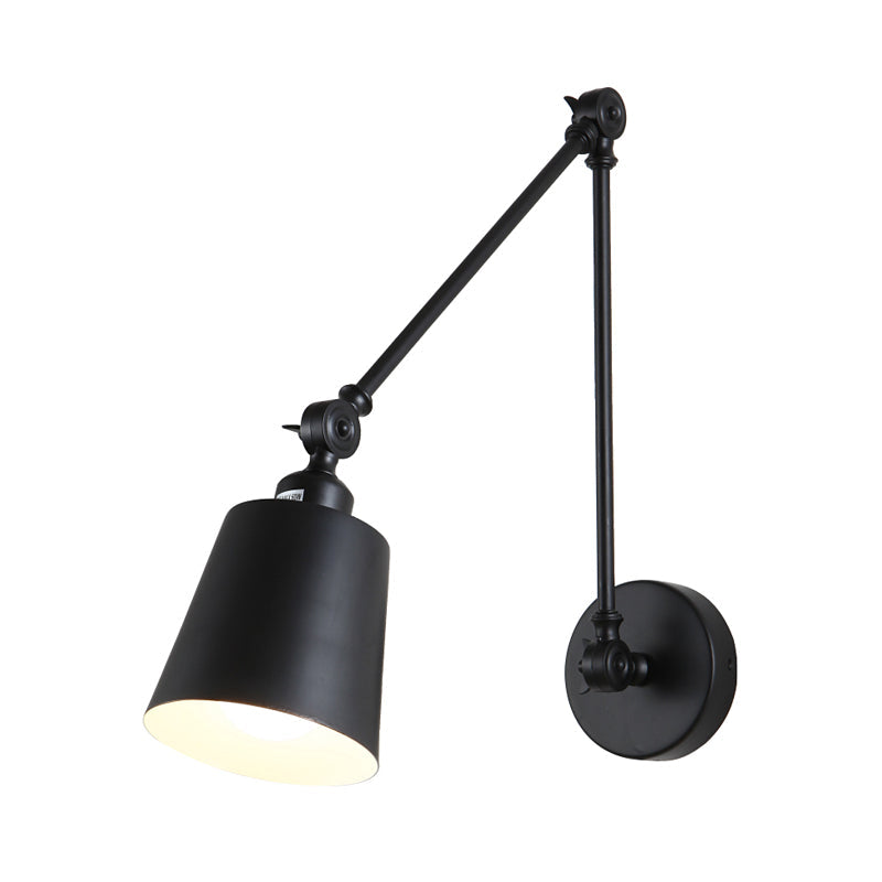 Skørter | 2-Joint Swing Arm Wall Lamp Nordic Iron Single Black/White Sconces Lighting with Tapse Shade