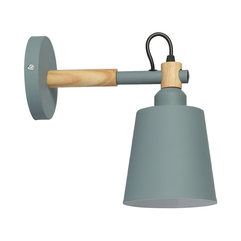 Lisslune | Bucket dessert wall lamp metal 1 bulb Nordic style wall-mounted light in green and wood