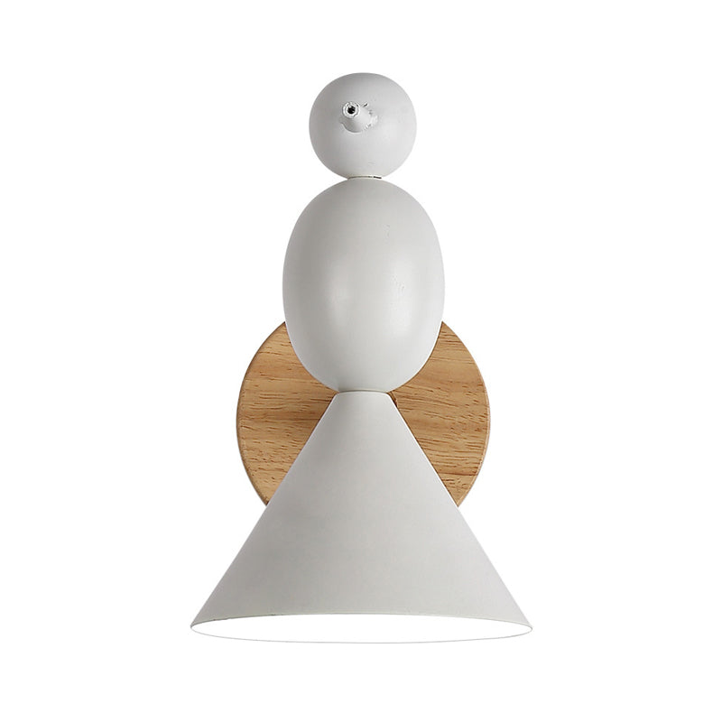 Lisslune | Lark swivel wall lighting Nordic iron 1 light white wall lamp with wooden back panel for bedroom