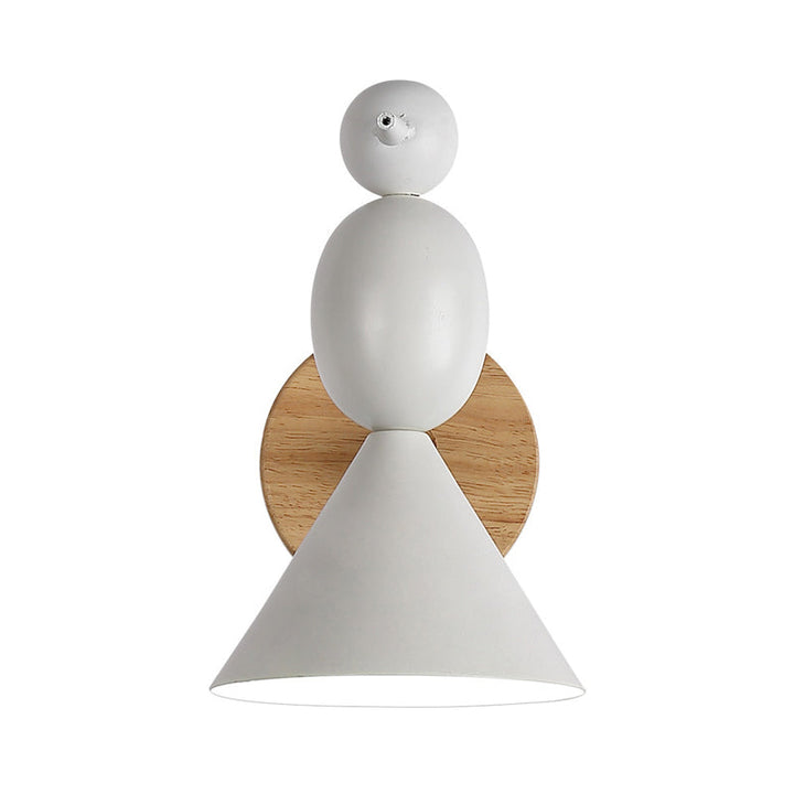Lisslune | Lark swivel wall lighting Nordic iron 1 light white wall lamp with wooden back panel for bedroom
