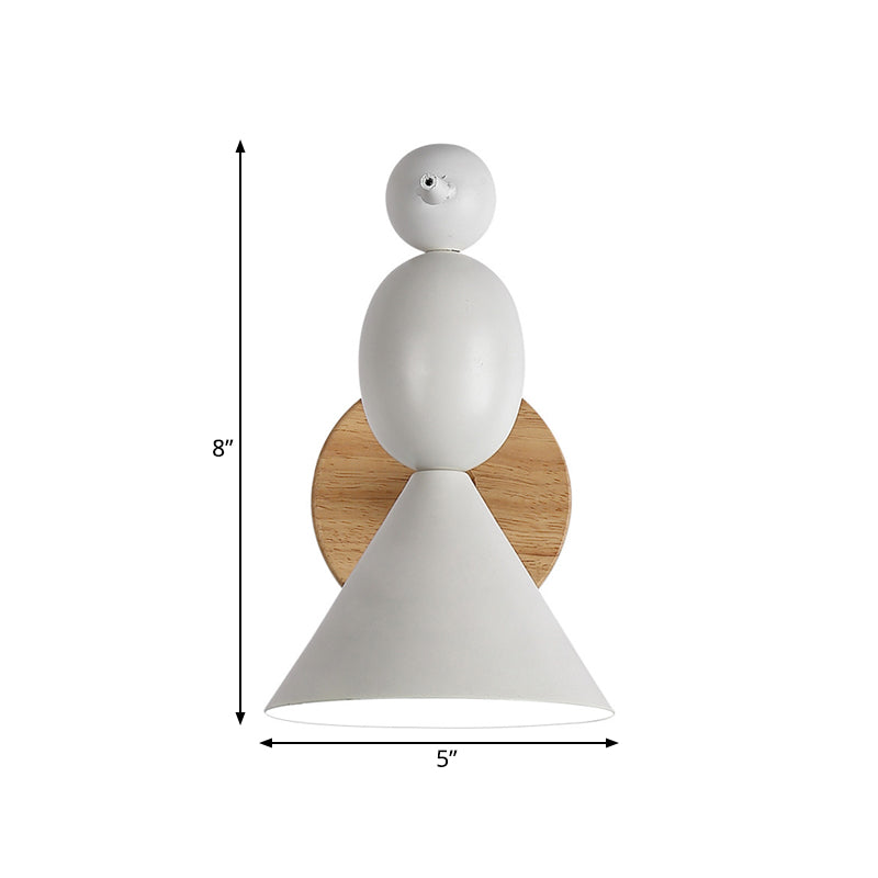 Lisslune | Lark swivel wall lighting Nordic iron 1 light white wall lamp with wooden back panel for bedroom