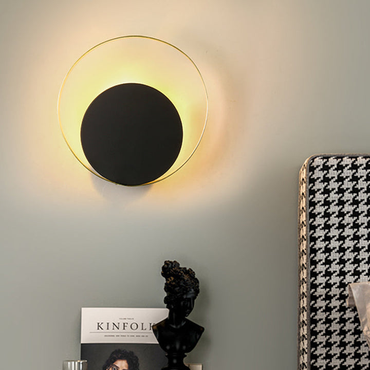 Lisslune | Mid Century Circle Wall Light Iron 1 Head Hotel Wall Mounted Lighting Unit in Black-Gold