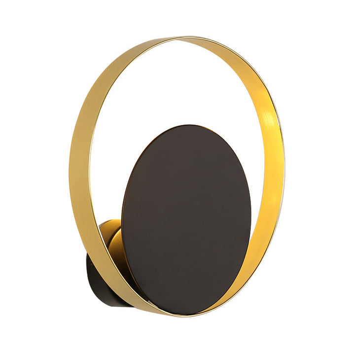 Lisslune | Mid Century Circle Wall Light Iron 1 Head Hotel Wall Mounted Lighting Unit in Black-Gold