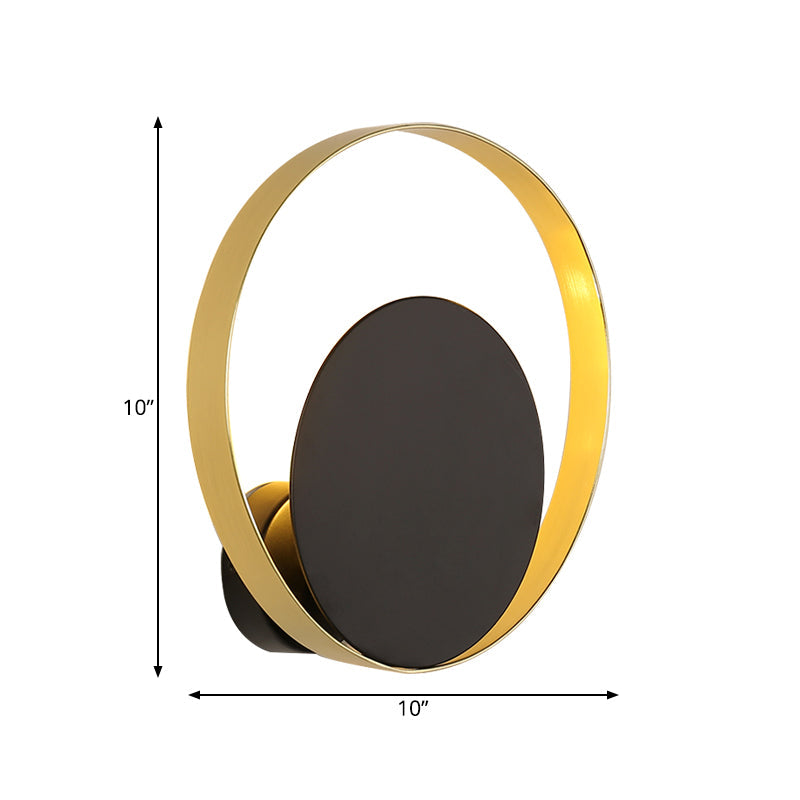 Lisslune | Mid Century Circle Wall Light Iron 1 Head Hotel Wall Mounted Lighting Unit in Black-Gold