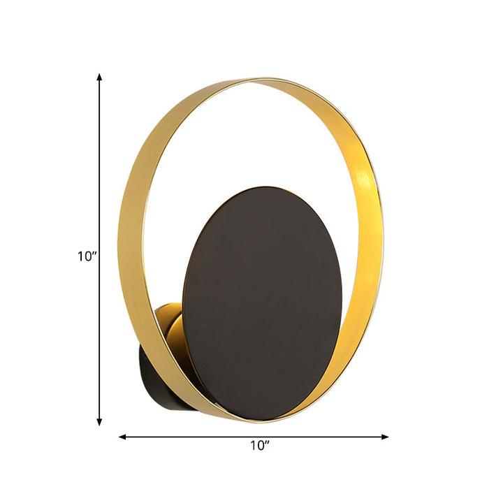 Lisslune | Mid Century Circle Wall Light Iron 1 Head Hotel Wall Mounted Lighting Unit in Black-Gold