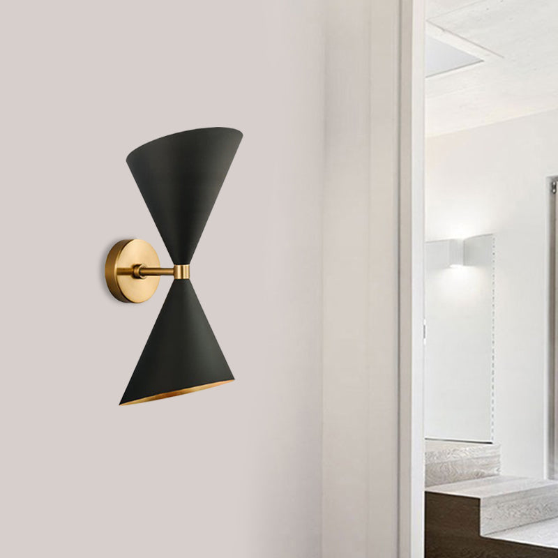 Lisslune | Mid-Century 2 Bulbs Wall Lamp Metal Black-Gold Deformed Cocktail Shaker Wall Light