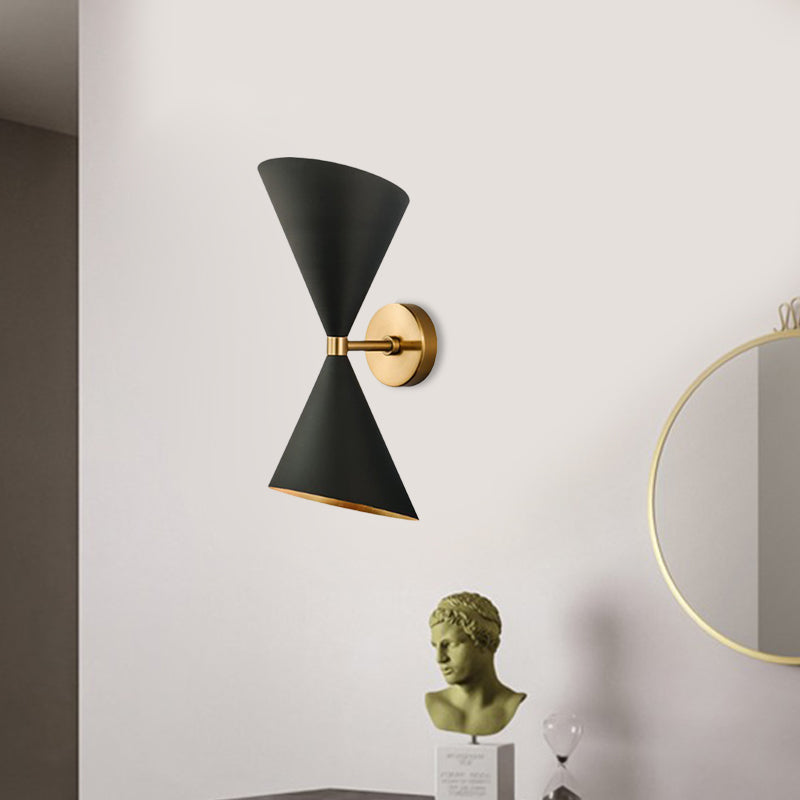 Lisslune | Mid-Century 2 Bulbs Wall Lamp Metal Black-Gold Deformed Cocktail Shaker Wall Light