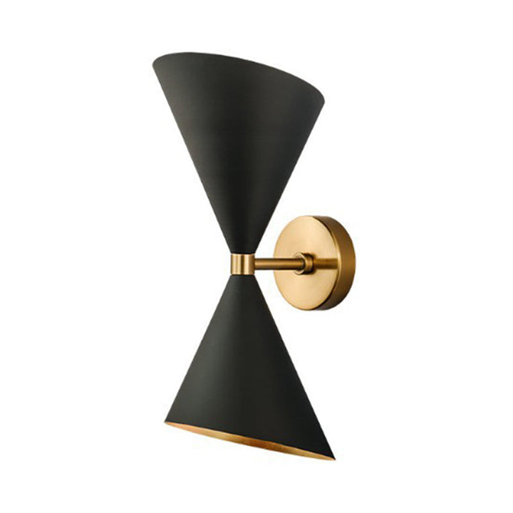 Lisslune | Mid-Century 2 Bulbs Wall Lamp Metal Black-Gold Deformed Cocktail Shaker Wall Light