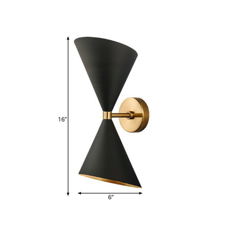 Lisslune | Mid-Century 2 Bulbs Wall Lamp Metal Black-Gold Deformed Cocktail Shaker Wall Light