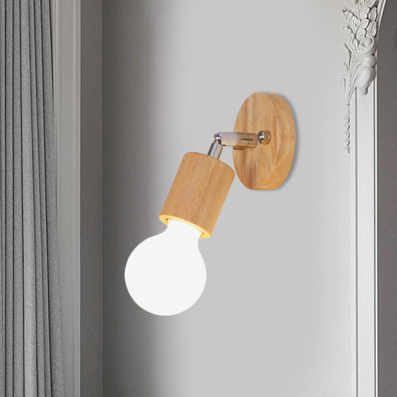 Lisslune | Open Bulb Mini Rotating Wall Light Simplicity Wood Single Room Wall Lighting Ideas