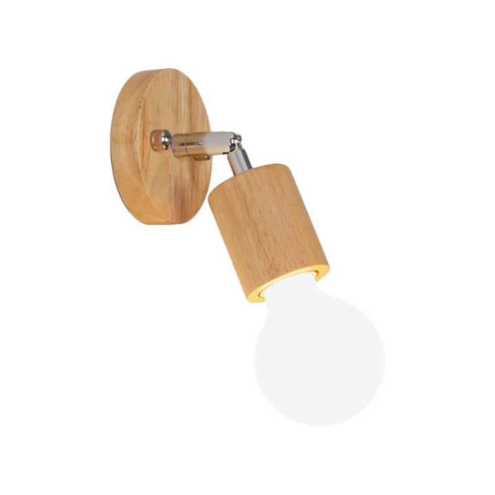 Lisslune | Open Bulb Mini Rotating Wall Light Simplicity Wood Single Room Wall Lighting Ideas