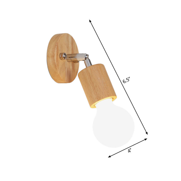 Lisslune | Open Bulb Mini Rotating Wall Light Simplicity Wood Single Room Wall Lighting Ideas