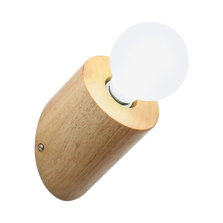 Lisslune | Wood Angle Pol Wall Light Minimalist 1 Head Beige Wall Light with Open Bulb Design