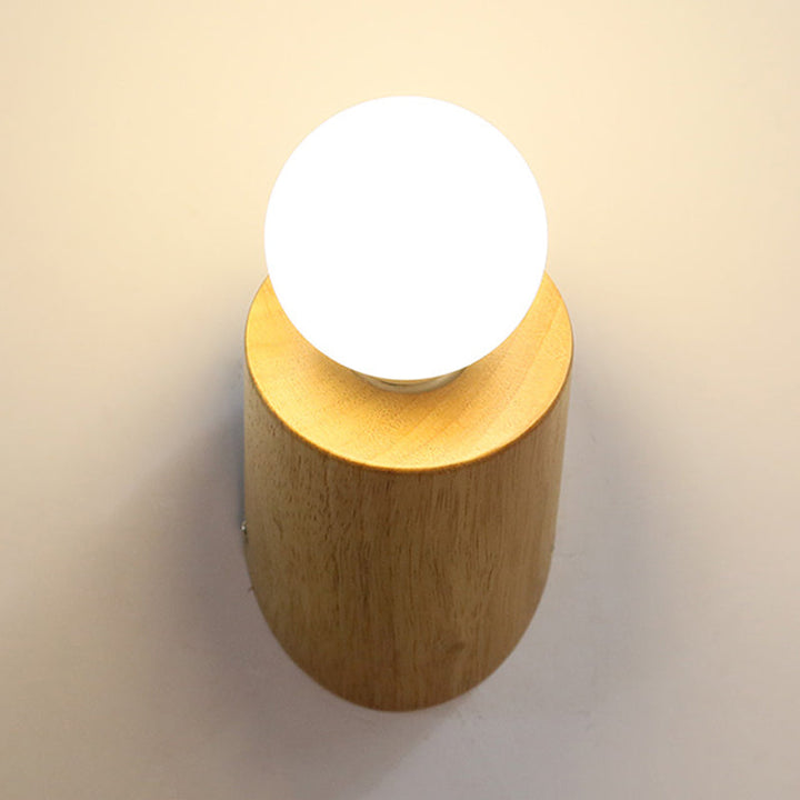 Lisslune | Wood Angle Pol Wall Light Minimalist 1 Head Beige Wall Light with Open Bulb Design