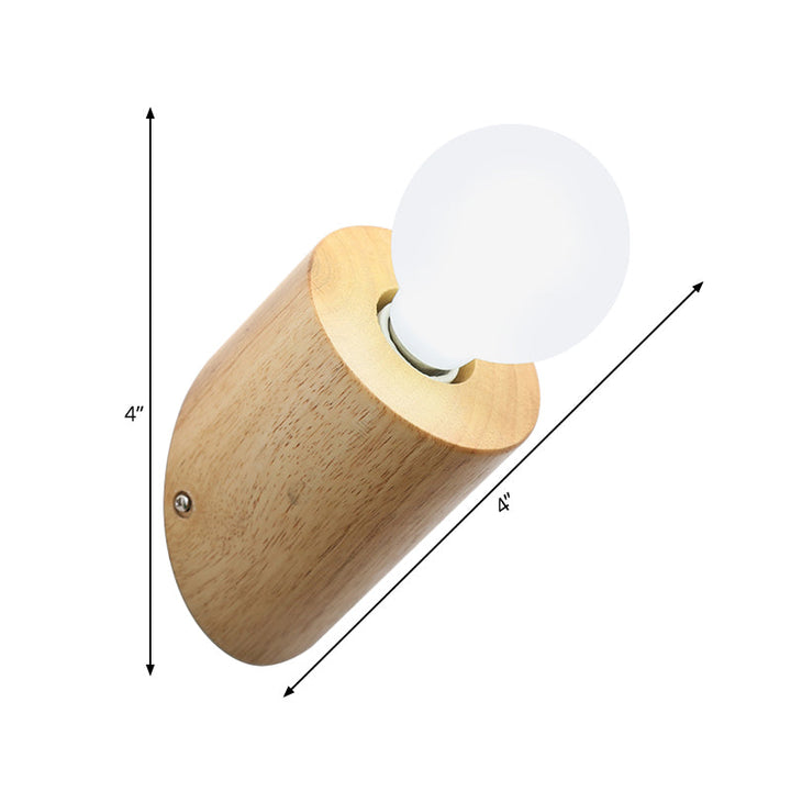 Lisslune | Wood Angle Pol Wall Light Minimalist 1 Head Beige Wall Light with Open Bulb Design