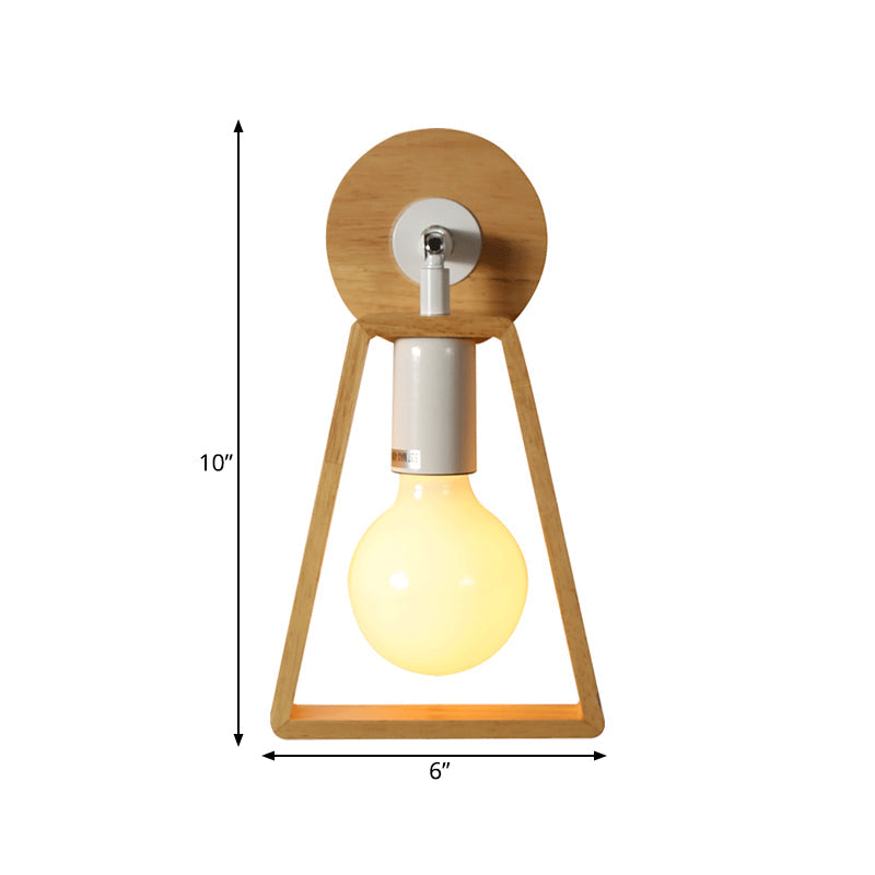 Lisslune | Exposed bulb swivel wall lamp Simple wood 1 head bedside wall light ideas with trapezoidal frame