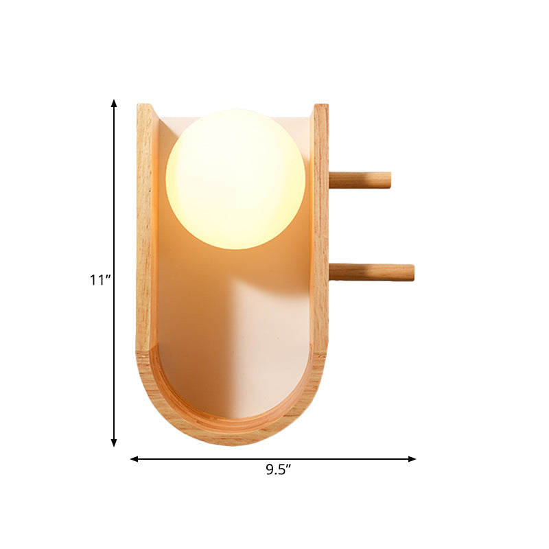 Lisslune | Wood Half Oval Wall Light Modern Creative 1 Bulb Flush Mount Wall Light with Shelf Design