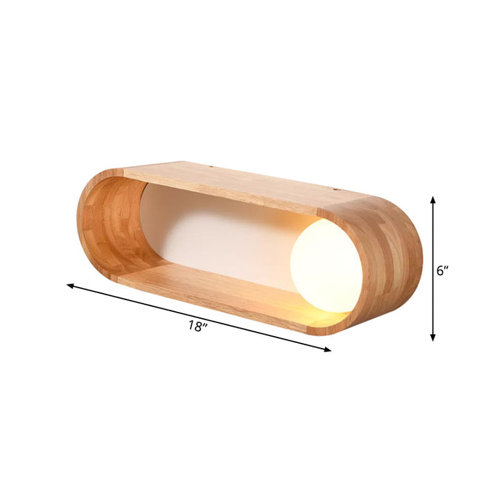 Lisslune | Fillet/Right Angle Wall Lamp Nordic Wood 1 Head Nightstand Wall Lamp with Shelf Function