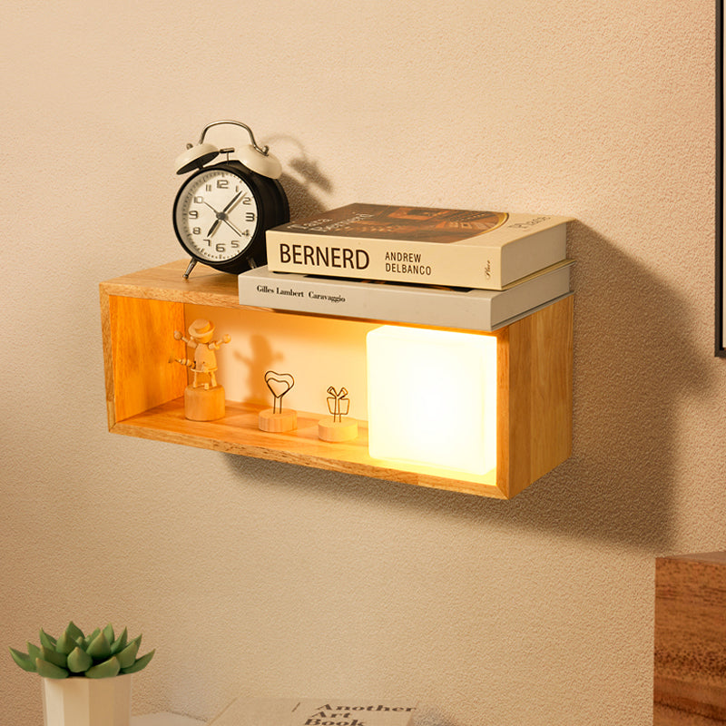 Lisslune | Fillet/Right Angle Wall Lamp Nordic Wood 1 Head Nightstand Wall Lamp with Shelf Function
