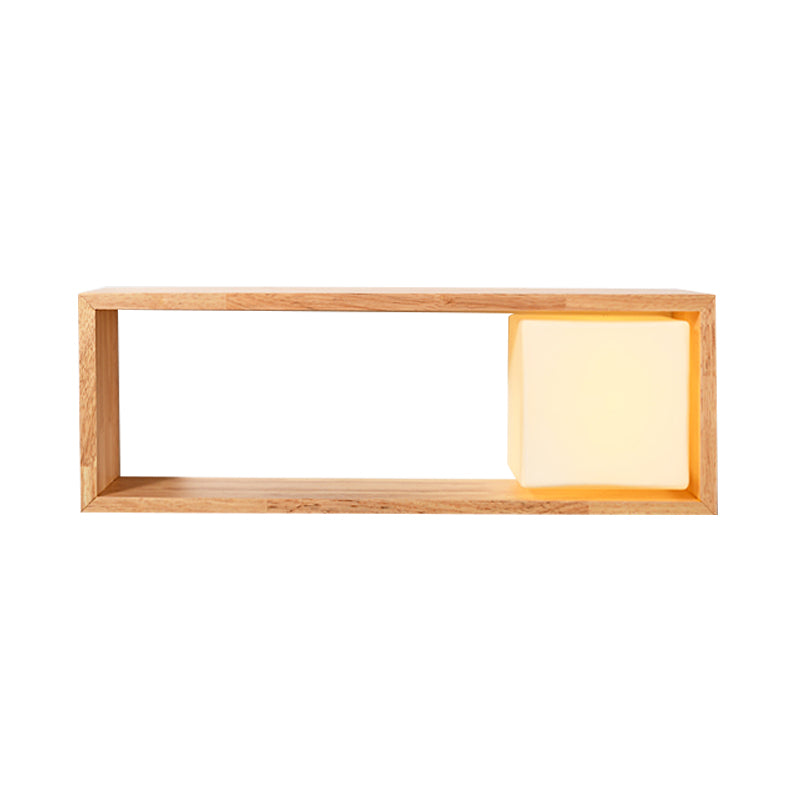 Lisslune | Fillet/Right Angle Wall Lamp Nordic Wood 1 Head Nightstand Wall Lamp with Shelf Function