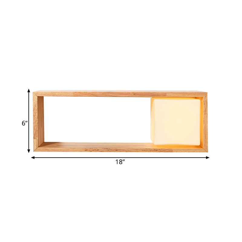 Lisslune | Fillet/Right Angle Wall Lamp Nordic Wood 1 Head Nightstand Wall Lamp with Shelf Function
