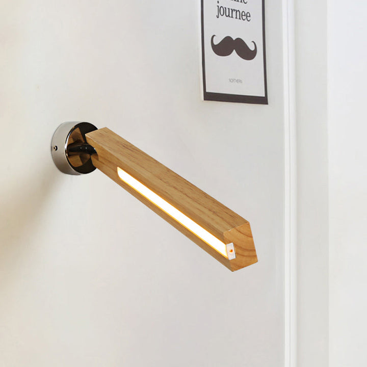 Lisslune | Rotatable Rectangle Wooden Wall Light Simple Beige LED Wall Lamp Ideas for Nightstand, 3 Colors Light