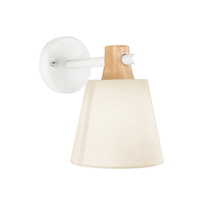 Lisslune | Conical Wall Lamp Macaron Fabric 1 Head Blue/White/Yellow Wall Lighting Ideas with Straight Arm and Wood Clamp