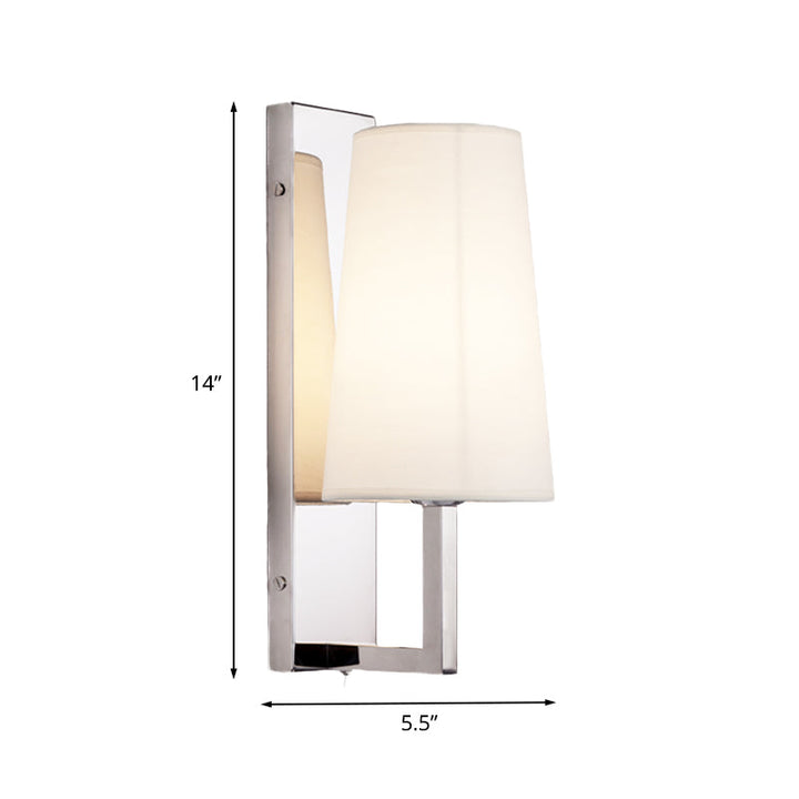 Lisslune | Stainless steel rectangular wall lighting modern single chrome wall light with handmade cone fabric shade