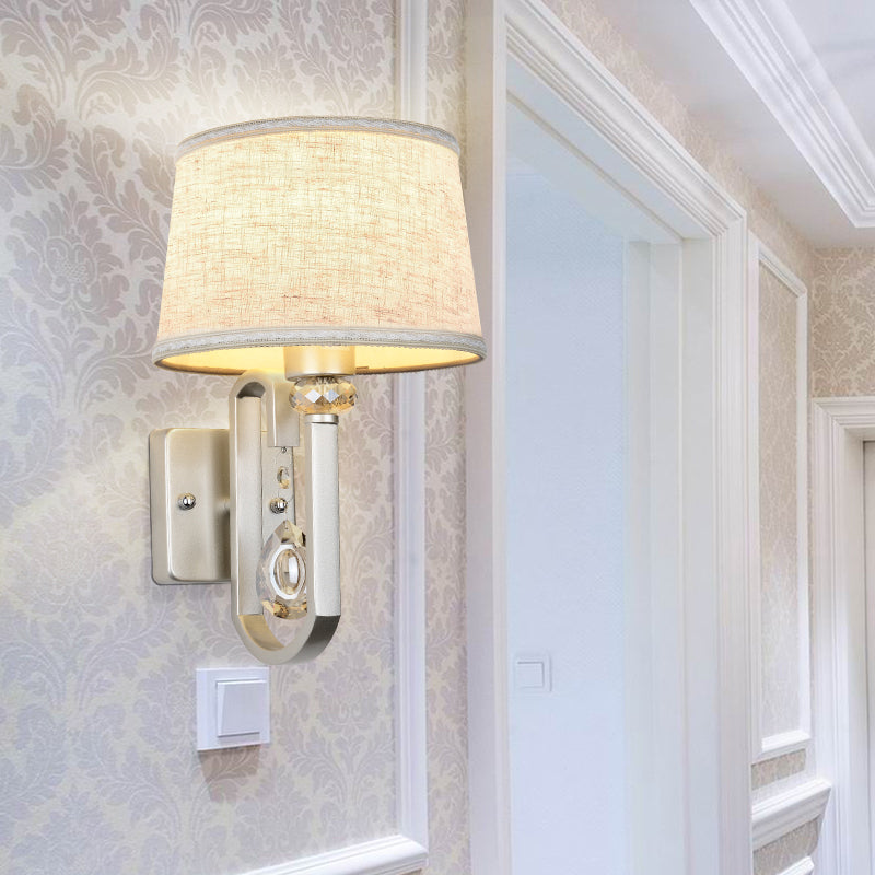 Lisslune | Round Shadow Wall Mount Lighting Modernism 1 Head Flat Wall Sconce with Nickel Swing Arm and Crystal Accent