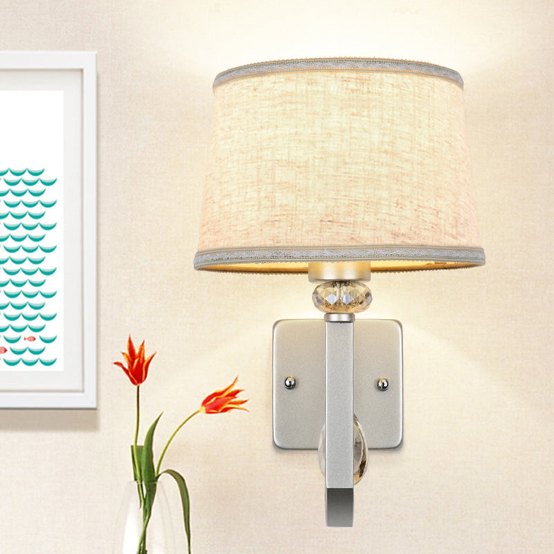 Lisslune | Round Shadow Wall Mount Lighting Modernism 1 Head Flat Wall Sconce with Nickel Swing Arm and Crystal Accent