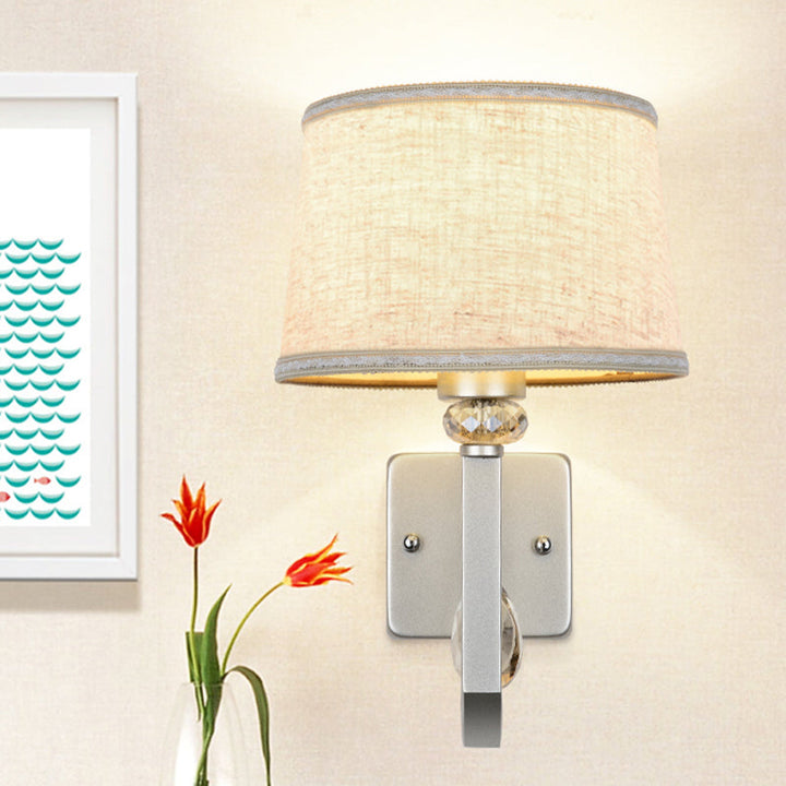 Lisslune | Round Shadow Wall Mount Lighting Modernism 1 Head Flat Wall Sconce with Nickel Swing Arm and Crystal Accent