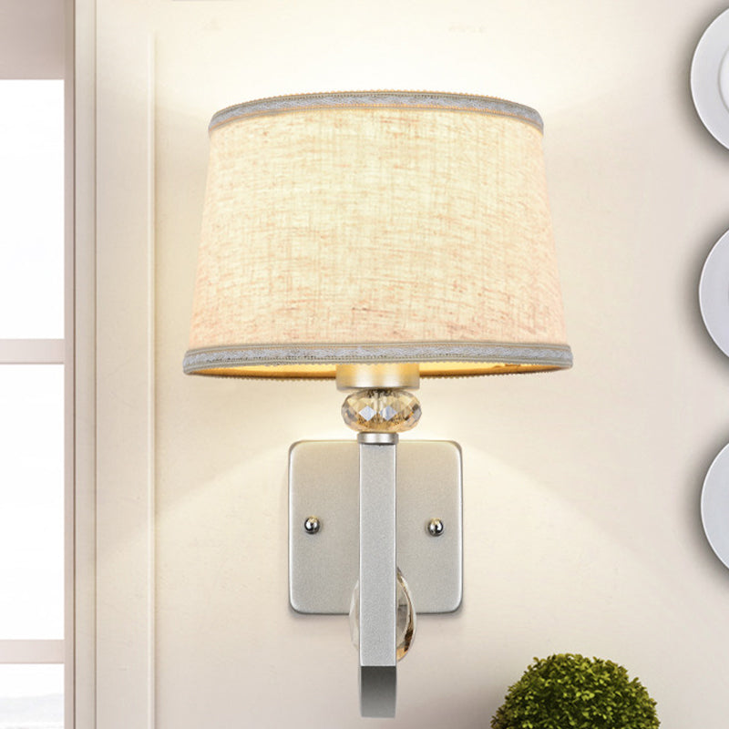 Lisslune | Round Shadow Wall Mount Lighting Modernism 1 Head Flat Wall Sconce with Nickel Swing Arm and Crystal Accent