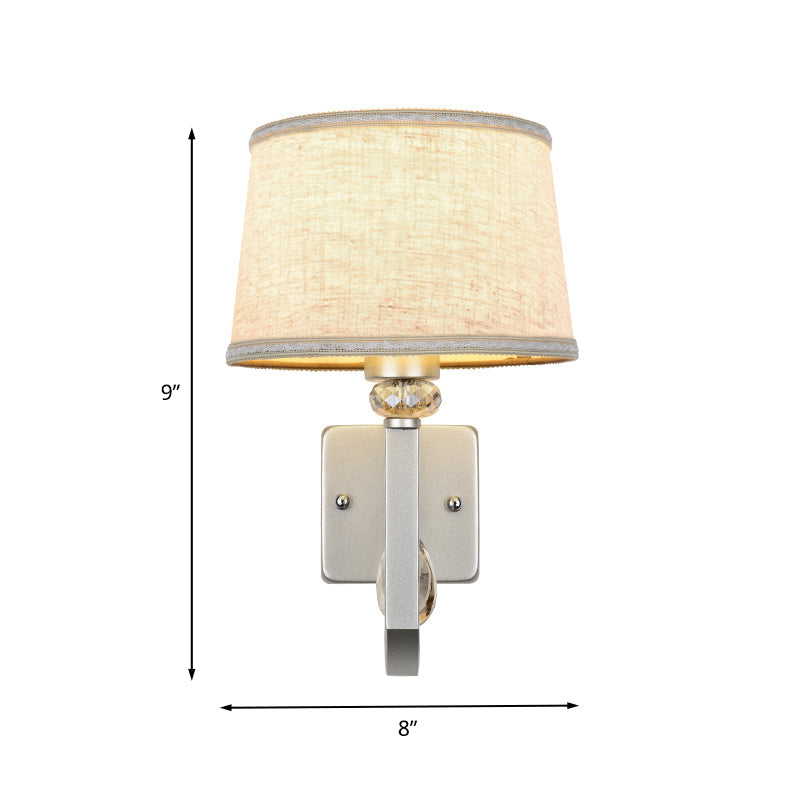 Lisslune | Round Shadow Wall Mount Lighting Modernism 1 Head Flat Wall Sconce with Nickel Swing Arm and Crystal Accent