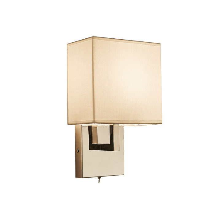 Lisslune | Modernist Square Wall Lamp Fixture Fabric 1 Head Bedroom Wall Lighting Ideas in White