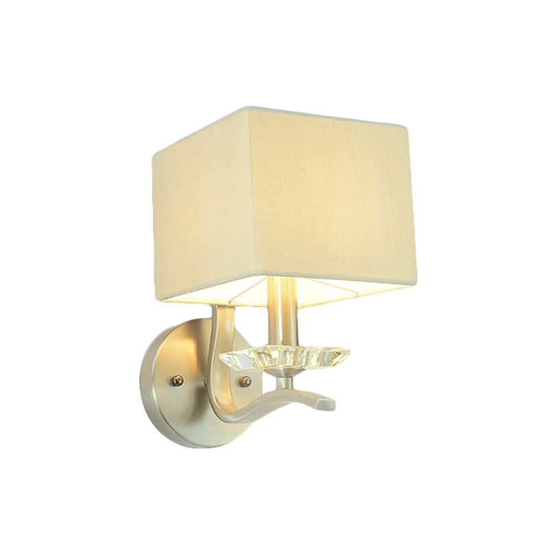 Lisslune | Cube Nightstand Wall Lamp Fabric Single Modern Wall Light Wall Sconce in Gray/Black with Crystal Accent