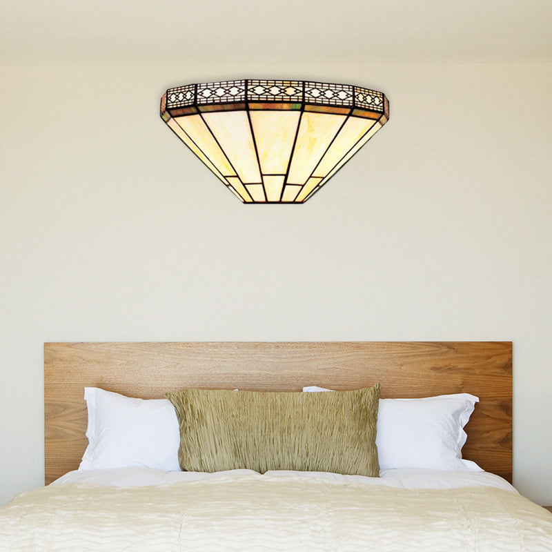 Skørter | Art Glass Half-Globe Wall Light Tiffany Style 1 Light Wall Light in Beige/Amber for Living Room