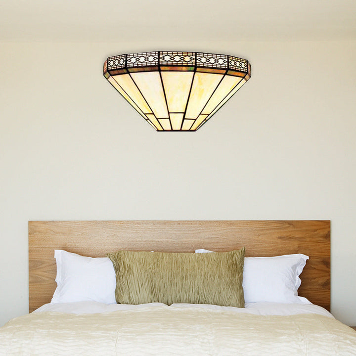 Skørter | Art Glass Half-Globe Wall Light Tiffany Style 1 Light Wall Light in Beige/Amber for Living Room
