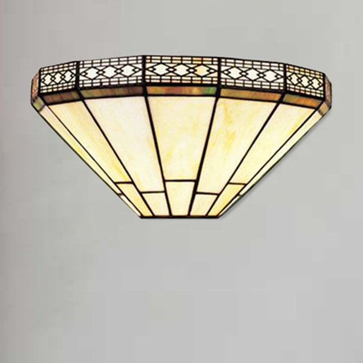 Skørter | Art Glass Half-Globe Wall Light Tiffany Style 1 Light Wall Light in Beige/Amber for Living Room