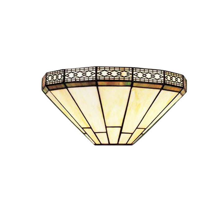 Skørter | Art Glass Half-Globe Wall Light Tiffany Style 1 Light Wall Light in Beige/Amber for Living Room