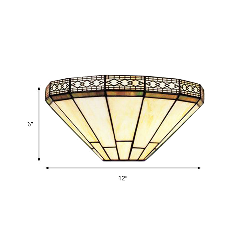 Skørter | Art Glass Half-Globe Wall Light Tiffany Style 1 Light Wall Light in Beige/Amber for Living Room