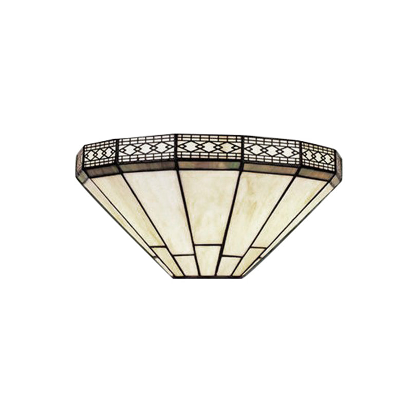 Skørter | Art Glass Half-Globe Wall Light Tiffany Style 1 Light Wall Light in Beige/Amber for Living Room