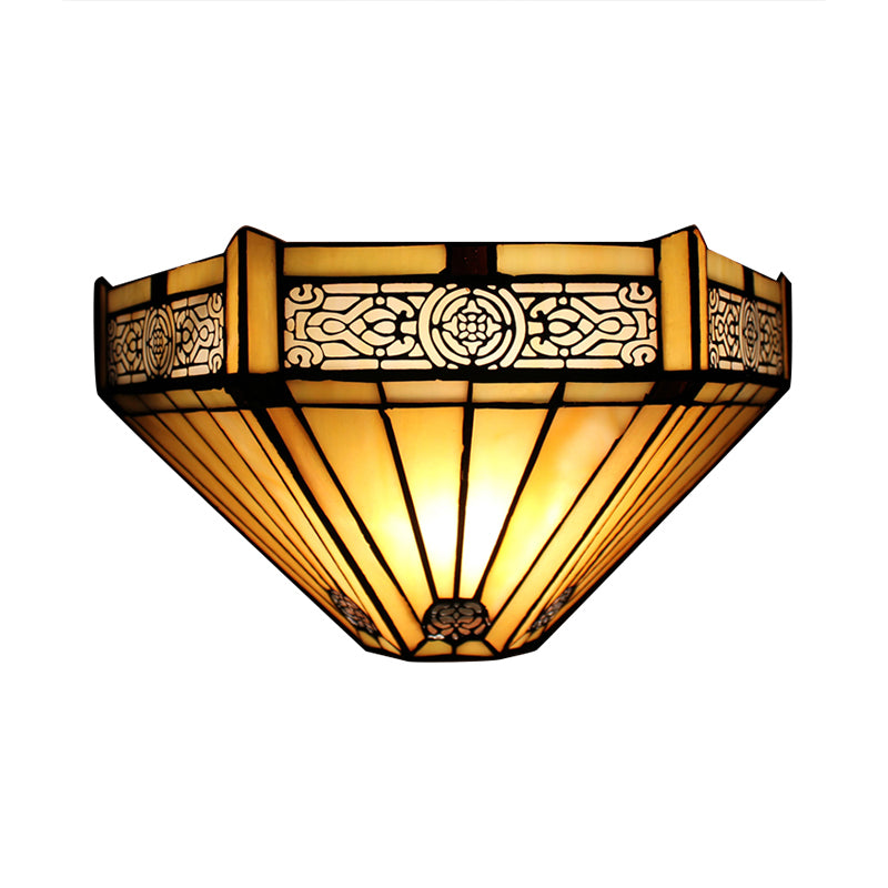 Skørter | Art Glass Half-Globe Wall Light Tiffany Style 1 Light Wall Light in Beige/Amber for Living Room