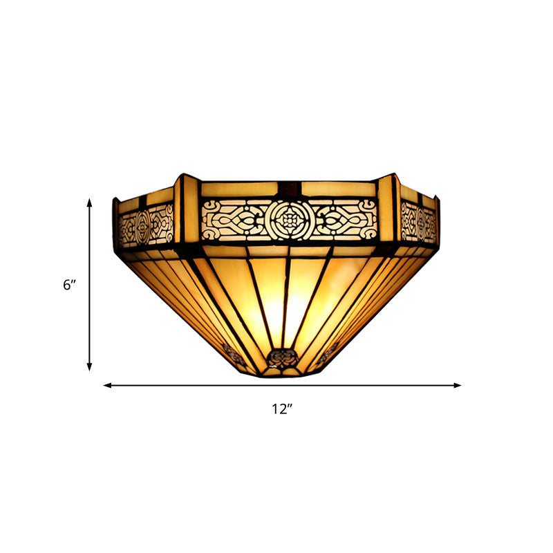 Skørter | Art Glass Half-Globe Wall Light Tiffany Style 1 Light Wall Light in Beige/Amber for Living Room